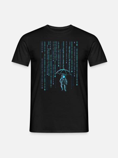 Astronaut Sci-Fi Digital Rain - Men's T-Shirt - black