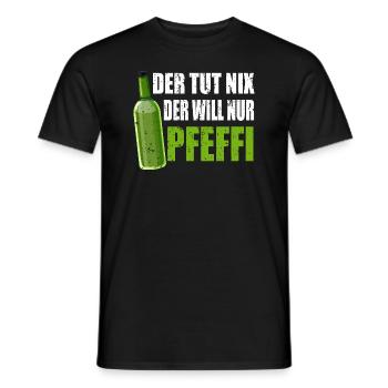 Pfeffi Pfefferminzlikör und Pfefferminzschnap - Männer T-Shirt - Schwarz - Vorne - AI Model Male 178 light (178cm)