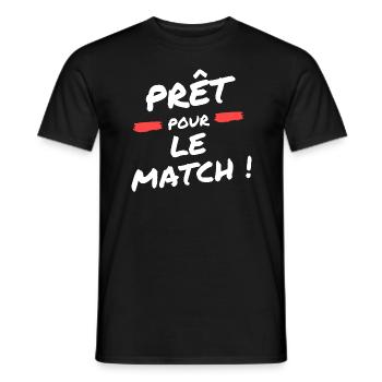 Prêt pour le match t-shirt football humour - T-shirt homme - noir - Devant - AI Model Male 178 light (178cm)