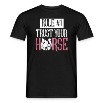 Règle #1 Faites confiance à votre cheval Western Barrel Rodeo Barr - T-shirt homme - noir - Devant - AI Model Male 178 light (178cm)