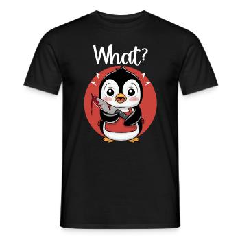 Quoi? Drôle Sarcastique Pingouin mignon avec couteau - T-shirt homme - noir - Devant - AI Model Male 178 light (178cm)