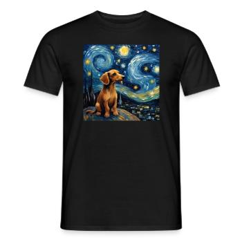 Teckel Nuit étoilée - T-shirt homme - noir - Devant - AI Model Male 178 light (178cm)