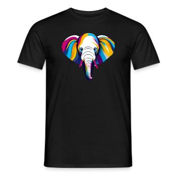 The majestic beauty of this vibrant elephant portr - Men's T-Shirt - black - Front - AI Model Male 178 light (178cm)