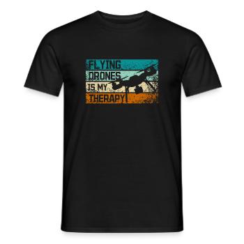 Voler des drones est ma thérapie - T-shirt homme - noir - Devant - AI Model Male 178 light (178cm)