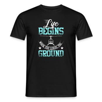 La vie commence lorsque vous quittez l’hélicoptère au sol - T-shirt homme - noir - Devant - AI Model Male 178 light (178cm)