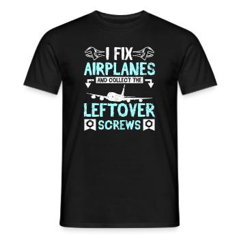 I fix airplanes and collect the leftover screws - Men's T-Shirt - black - Front - AI Model Male 178 light (178cm)