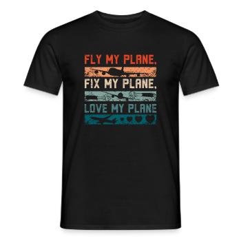 Voler mon avion réparer mon avion aimer mon avion - T-shirt homme - noir - Devant - AI Model Male 178 light (178cm)