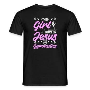 Cette fille court sur jésus et la gymnastique - T-shirt homme - noir - Devant - AI Model Male 178 light (178cm)