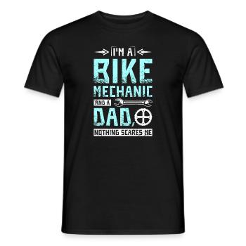 Je suis mécanicien de vélo et papa rien ne me fait peur - T-shirt homme - noir - Devant - AI Model Male 178 light (178cm)