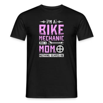 Je suis mécanicienne de vélo et maman rien ne me fait peur - T-shirt homme - noir - Devant - AI Model Male 178 light (178cm)