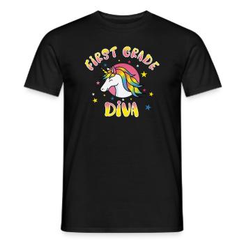 Cadeau d’inscription de licorne de première année Diva - T-shirt homme - noir - Devant - AI Model Male 178 light (178cm)
