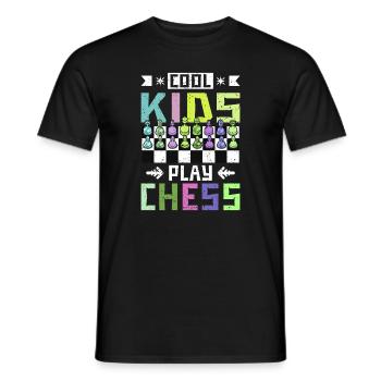 des enfants sympas jouent aux échecs - T-shirt homme - noir - Devant - AI Model Male 178 light (178cm)