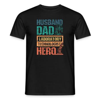 Husband dad laboratory technologist hero - Men's T-Shirt - black - Front - AI Model Male 178 light (178cm)