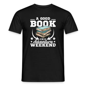 Un bon livre est mon week-end d’aventure - T-shirt homme - noir - Devant - AI Model Male 178 light (178cm)