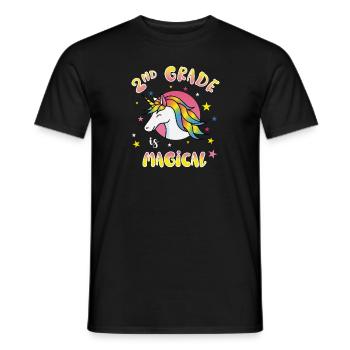 2nd Grade Is Magical Unicorn School Gift - Men's T-Shirt - black - Front - AI Model Male 178 light (178cm)