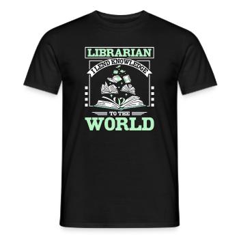 Librarian I lend knowledge to the world - Men's T-Shirt - black - Front - AI Model Male 178 light (178cm)