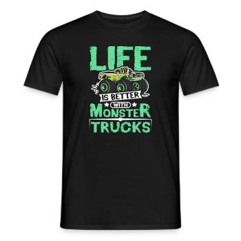 Life is better with Monster trucks - Men's T-Shirt - black - Front - AI Model Male 178 light (178cm)