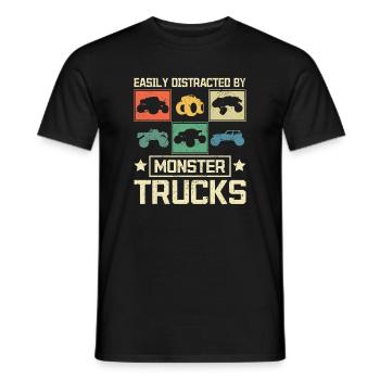 Easily distracted by Monster trucks - Men's T-Shirt - black - Front - AI Model Male 178 light (178cm)