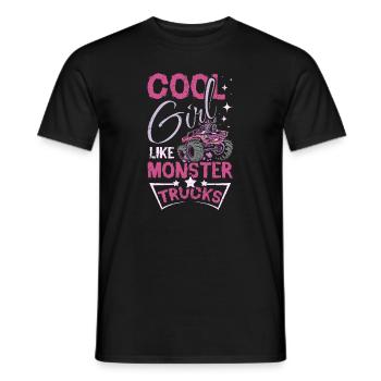 Cool girls like Monster trucks - Men's T-Shirt - black - Front - AI Model Male 178 light (178cm)
