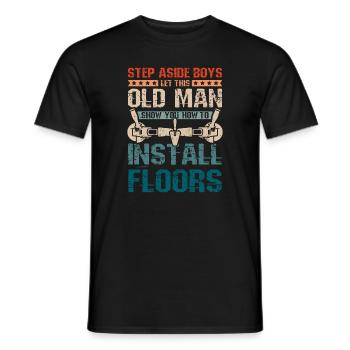 Old man flooring installer - Männer T-Shirt - Schwarz - Vorne - AI Model Male 178 light (178cm)