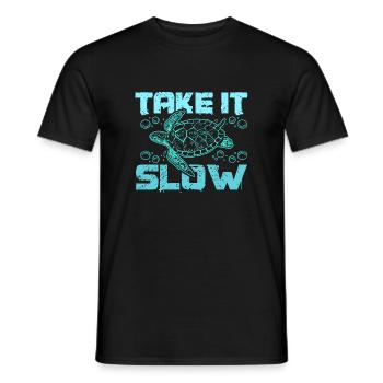 Sea turtle take it slow - Men's T-Shirt - black - Front - AI Model Male 178 light (178cm)