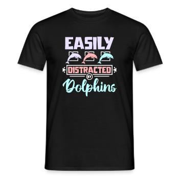 Easily distracted by dolphins - Männer T-Shirt - Schwarz - Vorne - AI Model Male 178 light (178cm)