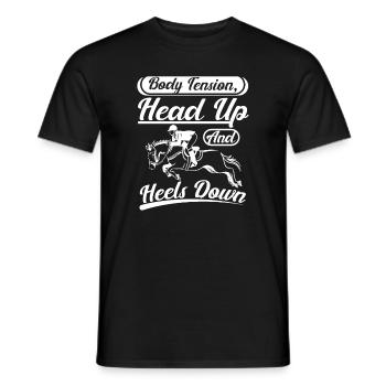 Tension corporelle tête haute et talons baissés - T-shirt homme - noir - Devant - AI Model Male 178 light (178cm)