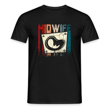 Sage-femme rétro vintage - T-shirt homme - noir - Devant - AI Model Male 178 light (178cm)