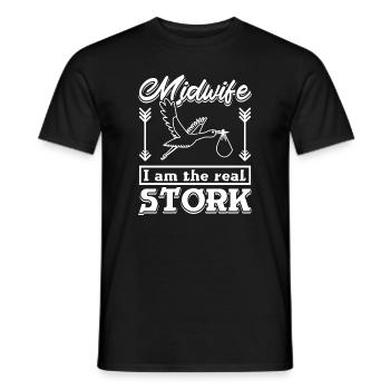 Midwife I am the real stork - Männer T-Shirt - Schwarz - Vorne - AI Model Male 178 light (178cm)