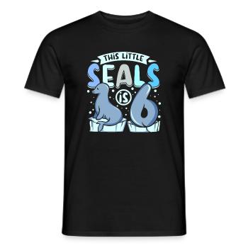 6 years old this little seal is 6th birthday - Männer T-Shirt - Schwarz - Vorne - AI Model Male 178 light (178cm)