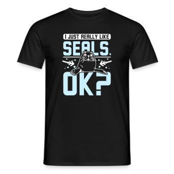 I just really like seals ok? - Männer T-Shirt - Schwarz - Vorne - AI Model Male 178 light (178cm)