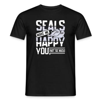 Seals make me happy you not so much - Männer T-Shirt - Schwarz - Vorne - AI Model Male 178 light (178cm)