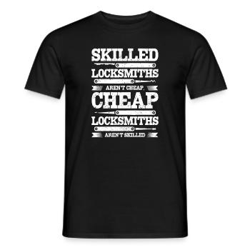 Les serruriers qualifiés ne sont pas bon marché - T-shirt homme - noir - Devant - AI Model Male 178 light (178cm)