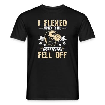 I Flexed and the sleeves fell of - Men's T-Shirt - black - Front - AI Model Male 178 light (178cm)