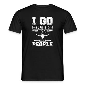 Je fais de la tyrolienne pour m’éloigner des gens - T-shirt homme - noir - Devant - AI Model Male 178 light (178cm)