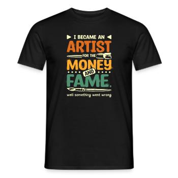 Drôle d’argent et artiste de renommée - T-shirt homme - noir - Devant - AI Model Male 178 light (178cm)