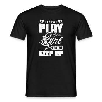 Je joue comme une fille qui essaie de continuer le football - T-shirt homme - noir - Devant - AI Model Male 178 light (178cm)
