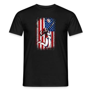 Usa american flag patriotic volleyball 4th of july - Männer T-Shirt - Schwarz - Vorne - AI Model Male 178 light (178cm)