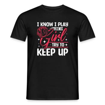 Je joue au baseball comme une fille essaie de suivre - T-shirt homme - noir - Devant - AI Model Male 178 light (178cm)