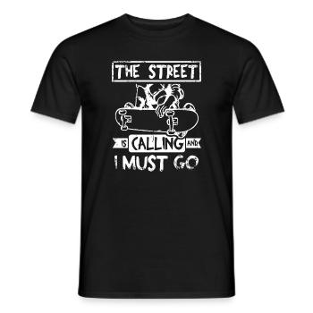 The street calls skateboarding - Men's T-Shirt - black - Front - AI Model Male 178 light (178cm)