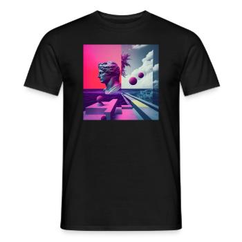 Ein Vaporwave Fusion von Moderne und der Antike - Männer T-Shirt - Schwarz - Vorne - AI Model Male 178 light (178cm)