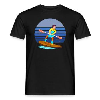 Paddleboarding Blue Retro - Men's T-Shirt - black - Front - AI Model Male 178 light (178cm)