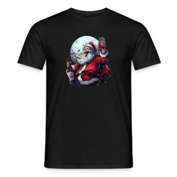 Drunk Santa Funny Christmas Drinking - Men's T-Shirt - black - Front - AI Model Male 178 light (178cm)
