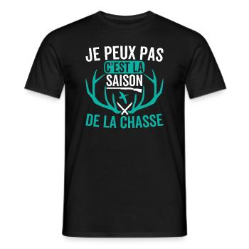 Je Peux Pas C'Est La Saison De La Chasse Chasseur - T-shirt homme - noir - Devant - AI Model Male 178 light (178cm)