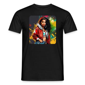 Cool Girl Graffiti Hip Hop Rap Skater 90s - Men's T-Shirt - black - Front - AI Model Male 178 light (178cm)
