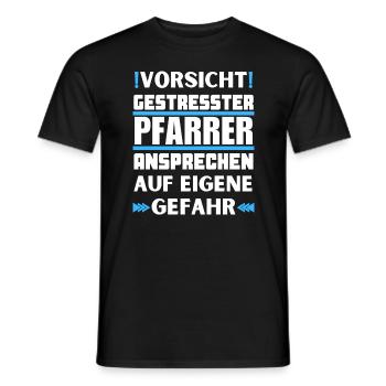 Don't talk to a stressed pastor! - Men's T-Shirt - black - Front - AI Model Male 178 light (178cm)