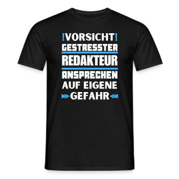 Gestresster Redakteur nicht ansprechen! - Männer T-Shirt - Schwarz - Vorne - AI Model Male 178 light (178cm)