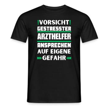 Gestresster Arzthelfer nicht ansprechen! - Männer T-Shirt - Schwarz - Vorne - AI Model Male 178 light (178cm)