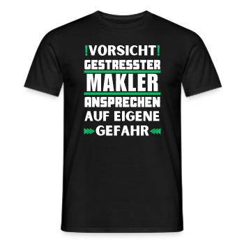 Ne vous approchez pas d’un courtier stressé ! - T-shirt homme - noir - Devant - AI Model Male 178 light (178cm)