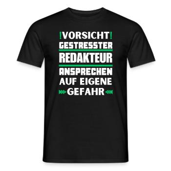 Gestresster Redakteur nicht ansprechen! - Männer T-Shirt - Schwarz - Vorne - AI Model Male 178 light (178cm)